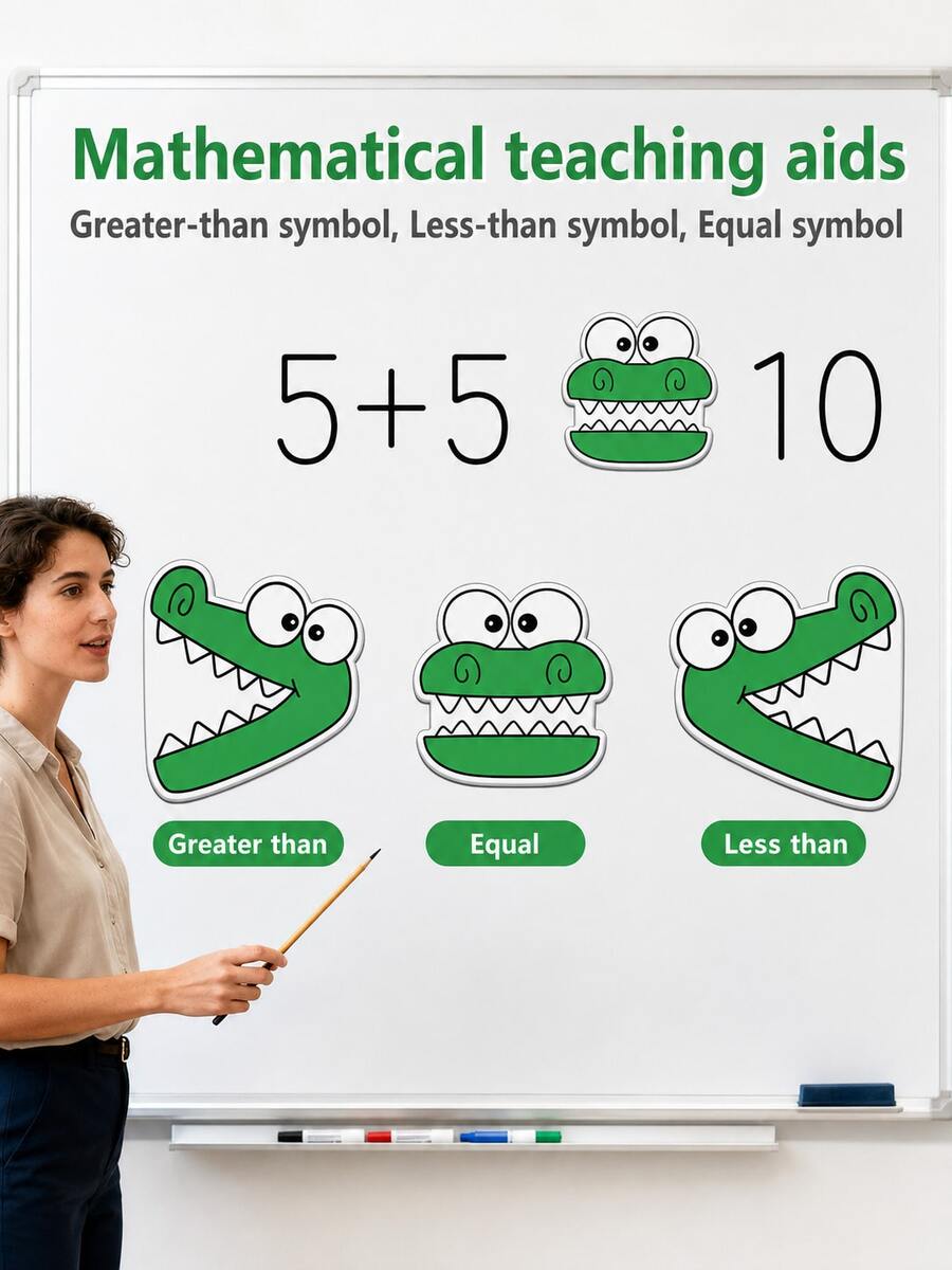 1set/40pcs Magnetic Math Teaching Stickers, Greater Than Less Than Equal To Signs Magnets, Elementary Arithmetic Interactive Classroom Game Educational Tools, Children Early Education Cognitive Wall Stickers, Back To School - Multiple Styles - View 1
