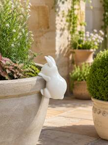 Rabbit Pot Hanger Figurine,Resin Rabbit Statue For Flower Pot Edge,Animal Garden Ornament,Waterproof Rabbit Figure For Patio Yard Balcony Plant Pot Decor,Home Outdoor Lawn Decoration Ornament,Poolside Backyard Garden Landscape Accessory - Wall-mounted White Rabbit - View 8