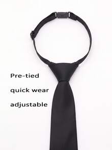 2pcs Matte Textured Solid Color Tie & Pocket Square Set, Versatile Decorative Accessories For Groom And Groomsmen Suits - Black - View 3