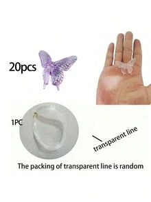 11/21Pcs Mini DIY Crystal Butterfly Hanging Ornaments, Pink/Purple Decorative Butterfly Curtain For Christmas Tree, Wedding & Bedroom Decor - View 10