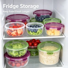 [1pc] Plastic Transparent Refrigerator Storage Box, Food Preservation Box, Meat & Ingredient Freezer Box, Household Meal Prep Portioning Box, Airtight Fruit & Vegetable Food Storage Box, Portable Outdoor Storage Box - View 4