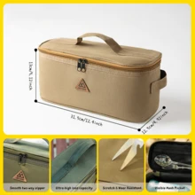 1pc Outdoor Picnic Bag, Oxford Cloth Storage Bag, Multi-Functional Portable Utensil, Camping Picnic Bag, Ground Peg, Wind Rope, Tool, Sundries Bag - One Size With Storage Net - View 3