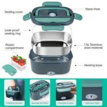 1.5L 2-In-1 Portable Electric Lunch Box | Food Warmer With Insulation Bag | Fast Heating For Car, Truck - Yellow - View 5
