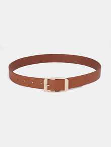 1pc/3pcs Solid Color Casual PU(Polyurethane) Women's Belt Suitable For Daily Use Square Buckle - A - View 8