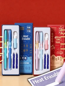 1 Box Erasable Thermal Pen Set, School Supplies, Correct Grip Student Pen, Ideal Gift For Saudi National Day, Stationery Gift For Teenagers - Sets - View 2