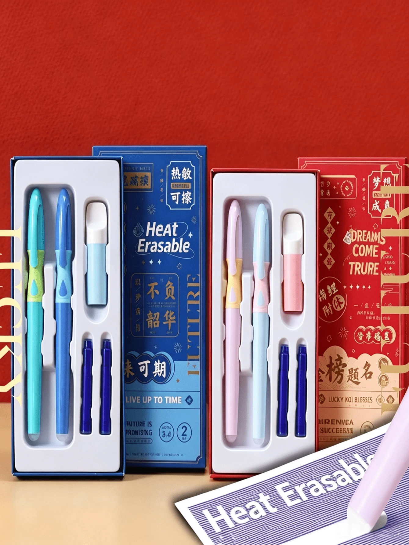 1 Box Erasable Thermal Pen Set, School Supplies, Correct Grip Student Pen, Ideal Gift For Saudi National Day, Stationery Gift For Teenagers