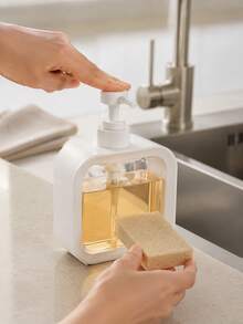 1 pieza Dispensador de jabón líquido recargable transparente, botella de viaje con bomba para lavado de manos, perfume, loción para el baño - Blanco - Ver 7