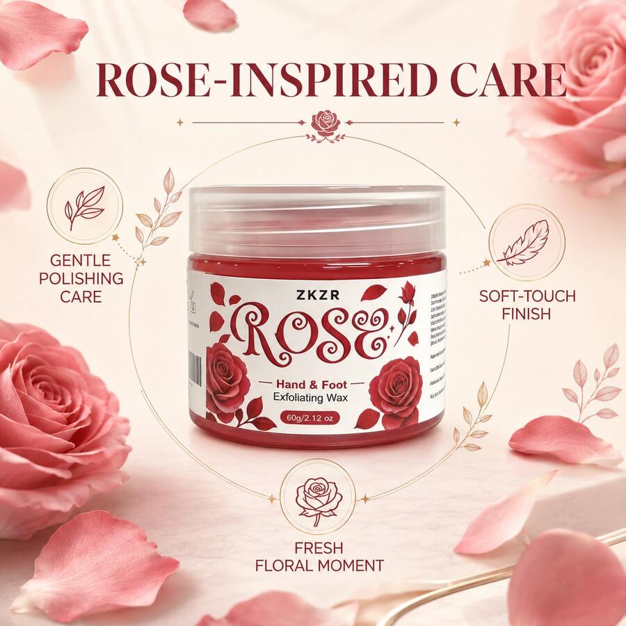 Rose Scented Hand & Foot Exfoliating Wax, Gentle Skincare Product, Removes Dead Skin Cells, Effectively Softens Rough & Dry Skin, Nourishes Rough Cuticles, Leaves Hands & Feet Smooth & Comfortable, Suitable For Daily Home Beauty Care