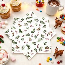 20 Pcs 13 * 13 Inch 4 Christmas Berry Holly Print Combination Disposable Napkins, 5pcs Per Pattern, Suitable For Christmas Parties, Winter Banquets, Table Decorations, Restaurants, Outdoor Picnics, And Holiday Party Decorations - View 13