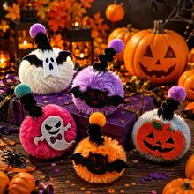 1PC/3PCS/5PCS/8PCS Halloween Colorful Spring Pom Pom Cat Teaser Toy, Self-Play Boredom Relief Kitten Chew And Teething Toy, Durable Interactive Pet Supplies, Random Color, Battery Not Included - Multicolor - View 11