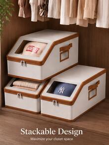 1pc Foldable Large Capacity Baseball Cap Storage Display Box - Baseball Cap Storage Box With Transparent Window And Zipper Dust Cover; Slanted Design, Suitable For Wardrobe Drawer, Bedroom, Home Decor, Storage, Autumn Home Decor, Dorm And Home Use. - Multicolor - View 1