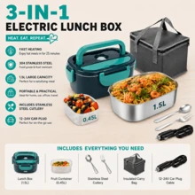 1.5L 2-In-1 Portable Electric Lunch Box | Food Warmer With Insulation Bag | Fast Heating For Car, Truck - Yellow - View 8