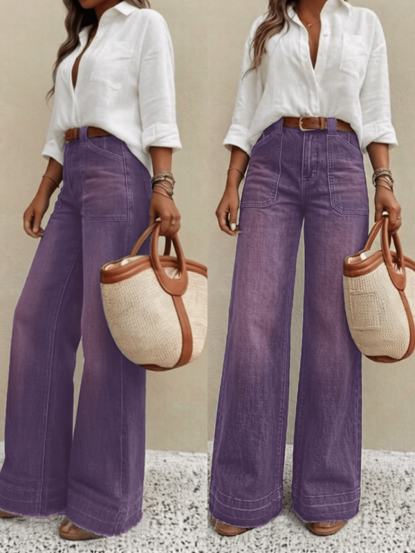 New Women's Denim Wide Leg Long Pants, High Quality Fashion Casual Pants, Comfortable Fit, All Season Wear, Daily Fashion
