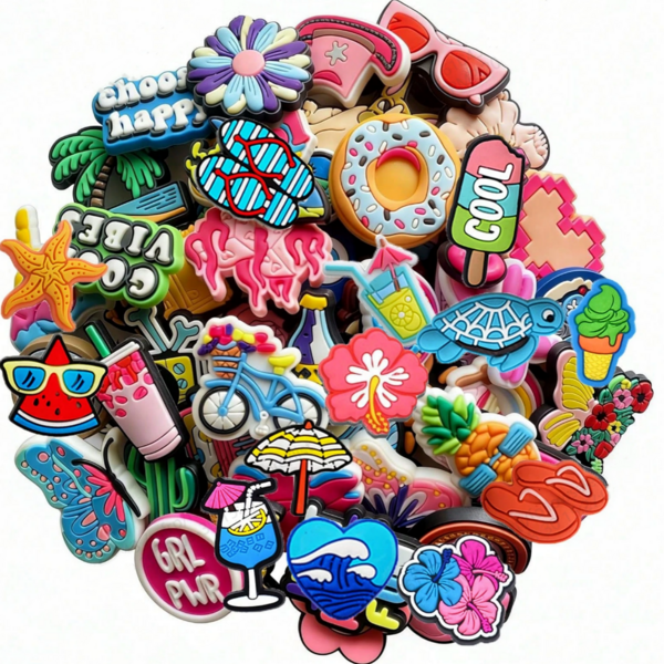 Random 10-50 Summer Beach Series Shoe Charms, Suitable For Sandals, Shoe Decoration Accessories, Great Gift For Teens, Men, Women And Adults