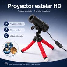 Mini Proyector Estelar HD de Galaxia y Astronauta para Cuarto de Niños, Proyector de Estrellas con Trípode Flexible Ajustable de 360°, Enfoque Manual y 3 Diapositivas Intercambiables, Conexión USB con Interruptor para Pijamadas y Recámara - Tipo de Enchufe A USA (110-127V) - Ver 1