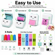 Mini Thermal Printer Sticker Paper 5/10 Rolls Colored Sticker Roll 57x25mm Self Adhesive Thermal Sticker Paper For Sticker Boxes, Crafts, And Notes, With Ink-Free Printing For Creative Projects - View 6