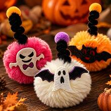 1PC/3PCS/5PCS/8PCS Halloween Colorful Spring Pom Pom Cat Teaser Toy, Self-Play Boredom Relief Kitten Chew And Teething Toy, Durable Interactive Pet Supplies, Random Color, Battery Not Included - Multicolor - View 10