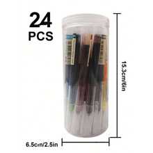 24-Color Barrel-Packed Colored Neutral Ballpoint Pen Set, Liquid Ink, Drawing Supplies, Art Outlining Pen, Note-Taking, Learning, Painting Supplies - Sets - View 3