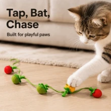 1pc/3pcs Persimmon And Tomato Shaped Straw Cat Teaser Toy, Suitable For All Cat Breeds, Interactive Toy With Bell, Relieves Boredom, Suitable For All Sizes Of Kittens And Adult Cats - View 6