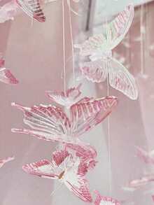 11/21Pcs Mini DIY Crystal Butterfly Hanging Ornaments, Pink/Purple Decorative Butterfly Curtain For Christmas Tree, Wedding & Bedroom Decor - View 6