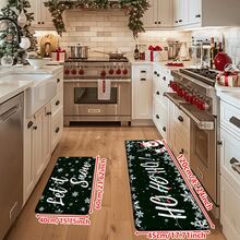 1/2/3pcs Christmas Theme Kitchen Rug, Flannel Kitchen Mat, Soft Comfortable Absorbent Non-Slip Machine Washable With Non-Slip Backing, Suitable For Multiple Scenes: Entrance, Living Room, Bedroom, Kitchen, Dining Room, Bathroom, Laundry Room, Hallway, Christmas Holiday Home Decor Multi-Functional Floor Mat - Multicolor - View 12