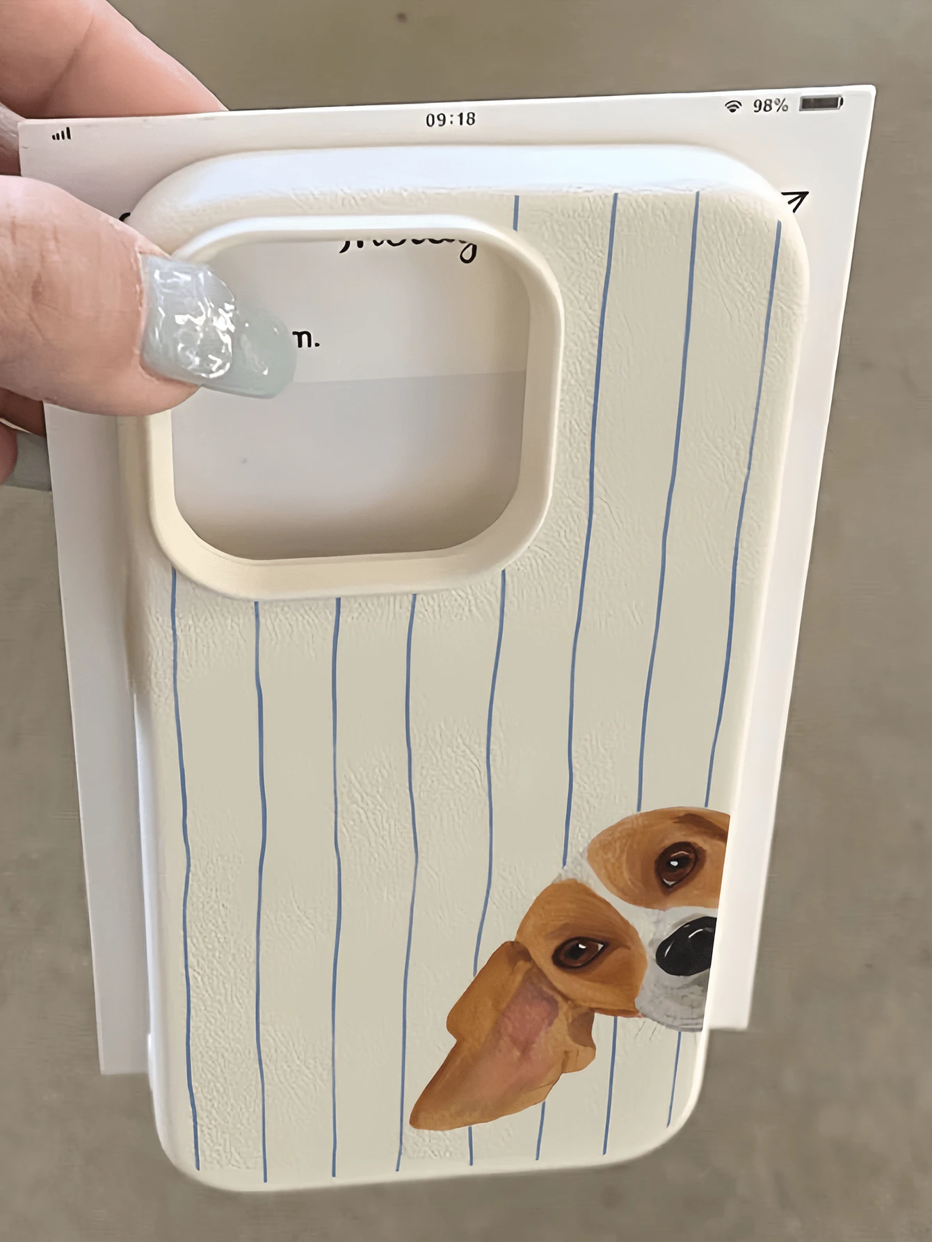 1件 白色條紋大耳狗個性化極簡全包覆 TPU 防摔手機殼，適用於 Apple 17 16 15 14 13 12 11 Pro Max Air 及 Series 系列
