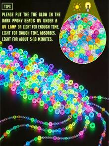 1000/2pcs Fluorescent Glow Horseshoe Beads, 9mm Plastic Handmade Beads, Suitable For DIY Jewelry Making, Ideal For Friendship Bracelets, Necklaces And Hair Braiding Projects, 9 Vibrant Fluorescent Colors, Lightweight And Easy To Thread - Mixed Style - View 8