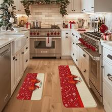 1/2/3pcs Christmas Theme Kitchen Rugs, Flannel Kitchen Mats, Soft Comfortable Absorbent Non-Slip Machine Washable With Non-Slip Backing, Suitable For Multiple Scenes: Entryway, Living Room, Bedroom, Kitchen, Dining Room, Bathroom, Laundry Room, Hallway, Christmas Holiday Home Decor Floor Mat - Multicolor - View 5