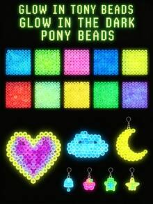 1000/2pcs Fluorescent Glow Horseshoe Beads, 9mm Plastic Handmade Beads, Suitable For DIY Jewelry Making, Ideal For Friendship Bracelets, Necklaces And Hair Braiding Projects, 9 Vibrant Fluorescent Colors, Lightweight And Easy To Thread - Mixed Style - View 5