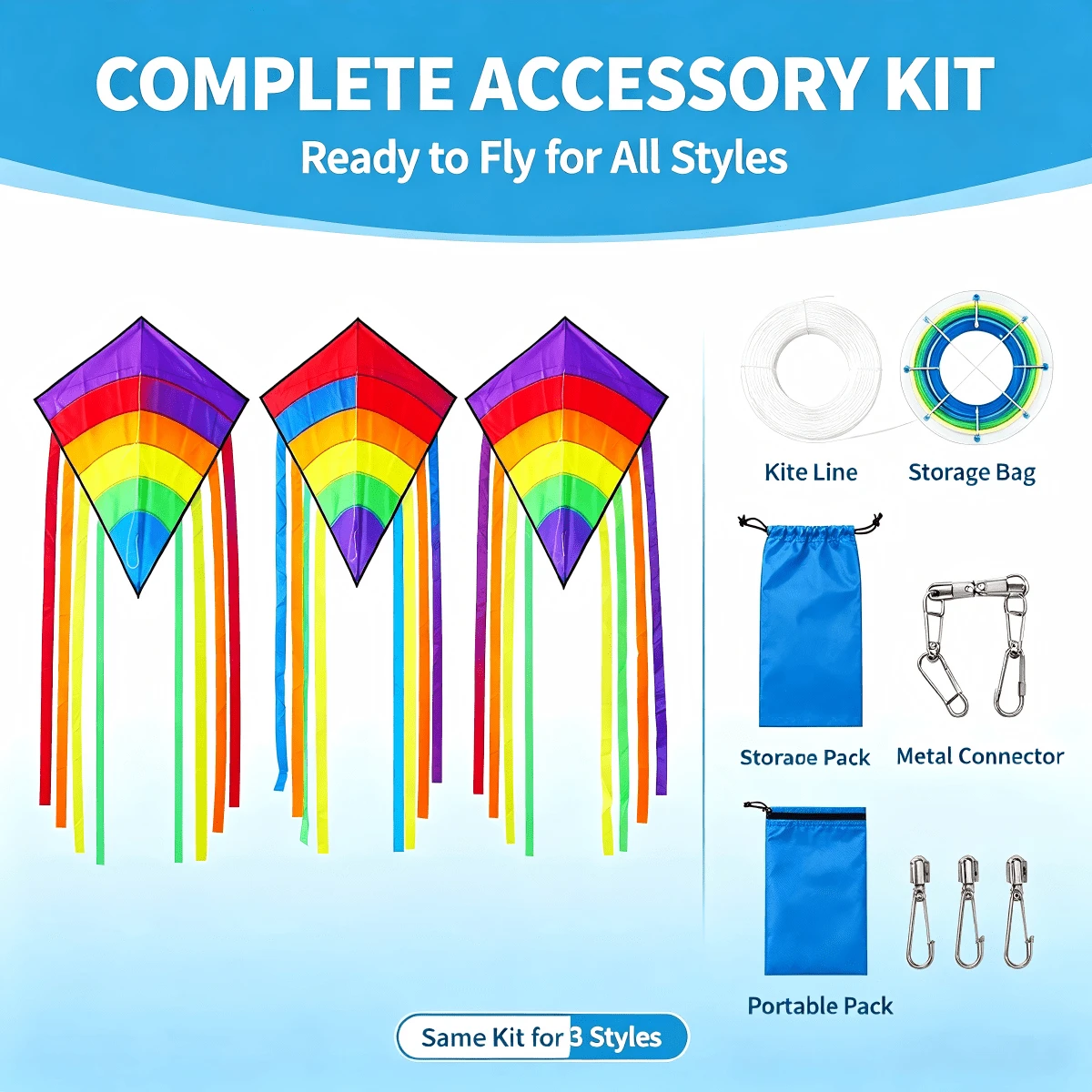 Multi-Tail Curved Diamond Kite, Rainbow Gradient, Heavy-Duty Fabric, Multiple Streamers, Easy To Fly In Light Wind, 3 Styles For Outdoor Beach Lawn