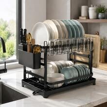 2 Tier Dish Drying Rack,Kitchen Counter Organizer,Dish Rack, Home Decor,Kitchen Essentials - View 2
