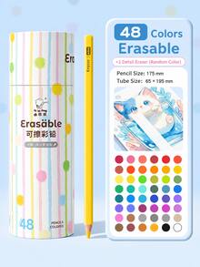 12/24/36/48 Colors Erasable Colored Pencil Set, Thick Soft Core Washable Colored Pencils, Break-Resistant Art Supplies, Suitable For Children And Students - Multicolor - View 12