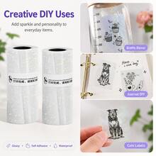 Flash Dot Glitter Transparent Mini Printer Thermal Sticker Paper Self-Adhesive 53 X 28mm, Thermal Printer Paper, Compatible With Most Mini Pocket Receipt Printers For Notes Journal Photo Study - View 7