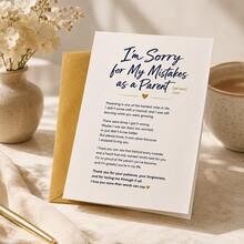 An Apology Card For Your Children, Featuring A Heartfelt Message Of Sincere Remorse To Make Amends For Parenting Shortcomings; Minimalist Gold-Accented Design, Includes An Envelope. - A - View 2