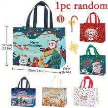 6/12pcs Set Large Christmas Gift Bags With Handles - Extra Large Party Gift Bags (12.8 X 9.84 X 6.99 Inches) - Printed With Santa Claus, Snowman And Christmas Tree Patterns, Reusable - Suitable For Holiday Shopping, Christmas Parties And Gift Giving - Perfect For Birthdays And Various Events, Cheerful Design, Durable And Sturdy, Also Serves As Festive Decoration - A - View 9