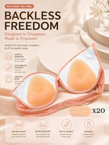 1 Set Silicone Swimsuit Inserts, Apricot Heart-Shaped Push-Up Pads, Removable Padding For Triangle Bikini And Swimsuit Tops, Women's Beach Swimwear Value Set, Includes 20 Flower-Shaped Nipple Covers - Thick style - View 1