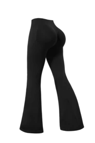 NcmRyu Women's 1pc Colorblock Fold-Over High Waist Running Gym Yoga Pants With Flared Leg - Black - View 10
