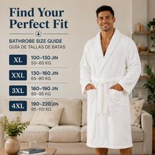 1pc Men's Solid Color Bathrobe, High-End Comfortable Breathable Soft Plush Absorbent Quick-Dry, Long Home Wear, Sleepwear, Bathrobe, Morning Robe, Suitable For Home/Spa/Hotel/Leisure, All Seasons, Bathroom Decor - White - View 2