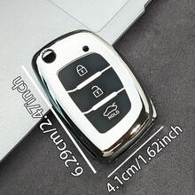 Compatible con Modern Etesreske Nbele Modern Santa Fe 2013-2015, Funda de llave exquisita, Carcasa de llave de TPU suave, Estuche de llave de coche con protección completa - Multicolor - Ver 2