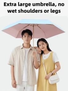 Mini Folding Travel Umbrella, Fiberglass Ribs, UPF 50+ UV Protection, Mini Pocket Rain Umbrella Sun Umbrella, Lightweight And Portable, Fits In Handbag, Coating, Colorful Fabric, Includes Daisy Charm, Suitable For Men, Women And Children - A - View 4