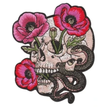 1pc Skull, Flower And Snake Hippie Punk Rock Anime Cartoon Riding Adventure Funny Cool Patch Embroidered Badge Personalized DIY Clothing Accessory Material Embroidery Sewing Iron-On Patch Decoration For Clothes, Pants, Down Jacket, Chest Badge, Shoes, Hats, Bags, Repair Patch - Multicolor - View 6