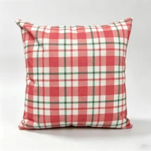 1 Linen Printed Checkered Christmas Teddy Embroidered Pillow Cover (Without Padding) - Gingerbread Man Embroidery - View 3