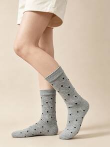 1/4 Pair All-Season Polka Dot Versatile Comfortable Mid-Calf Socks - Multicolor - View 13