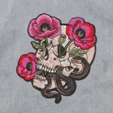 1pc Skull, Flower And Snake Hippie Punk Rock Anime Cartoon Riding Adventure Funny Cool Patch Embroidered Badge Personalized DIY Clothing Accessory Material Embroidery Sewing Iron-On Patch Decoration For Clothes, Pants, Down Jacket, Chest Badge, Shoes, Hats, Bags, Repair Patch - Multicolor - View 4