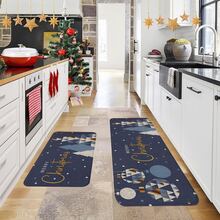 1/2/3pcs Christmas Theme Kitchen Rug, Flannel Kitchen Rug, Comfortable Soft Absorbent Non-Slip Machine Washable With Anti-Slip Backing, Multi-Functional Home Floor Mat Suitable For Doorway, Living Room, Bedroom, Kitchen, Dining Room, Bathroom, Laundry Room, Patio, Entryway, Christmas Holiday Decoration Mat - Multicolor - View 2