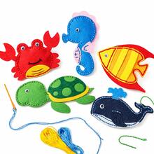 5-Piece Marine Animal DIY Felt Sewing Kit, Hand-Stitching Craft Set With, Needles, Sewing Thread & Bead Chains, Random Colors For Needles, Thread & Bead Chains - Multicolor - View 3