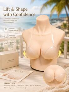 1pc Women's Invisible Bra Pads - Halter Neck Design, Seamless And Comfortable, Suitable For Backless Dresses And Wedding Gowns, Recommended To Buy One Size Larger Than Usual - Transparent - View 1