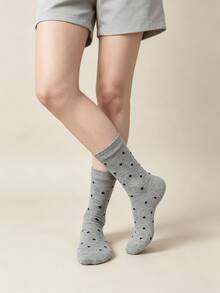 1/4 Pair All-Season Polka Dot Versatile Comfortable Mid-Calf Socks - Multicolor - View 5