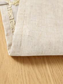 1pc Gold/Red/Coffee Floral Embroidered Table Runner, Vintage Lace Thin Linen Tablecloth, Elegant Dining Table Decor, Suitable For Weddings, Banquets, Family Gatherings, Holiday Decorations - Beige - View 7