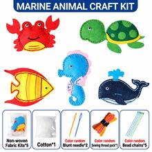 5-Piece Marine Animal DIY Felt Sewing Kit, Hand-Stitching Craft Set With, Needles, Sewing Thread & Bead Chains, Random Colors For Needles, Thread & Bead Chains - Multicolor - View 9